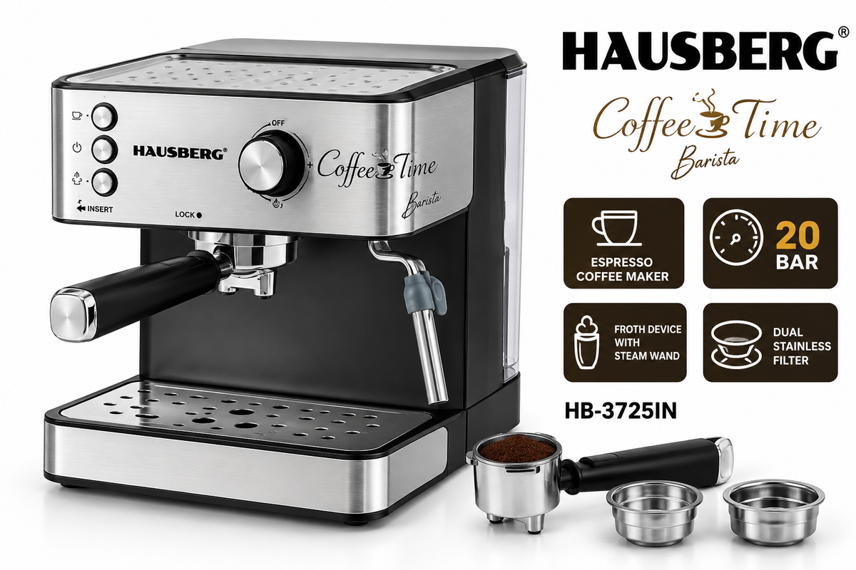 Hausberg HB-3785M Barista Espresso Coffee Machine / 20 Bar