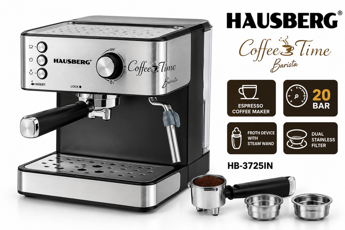 Hausberg HB-3785M Barista Espresso Coffee Machine / 20 Bar