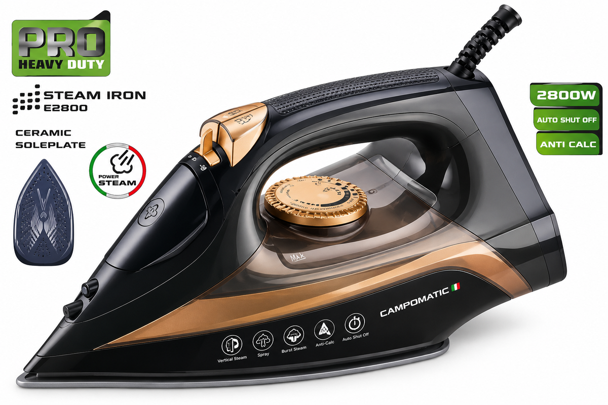 Campomatic C2800 Pro Heavy Duty Steam Iron / 2800W /Ceramic Soleplate