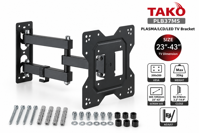 TAKO PLB37MS Full Motion TV Wall Mount / 23"–43"