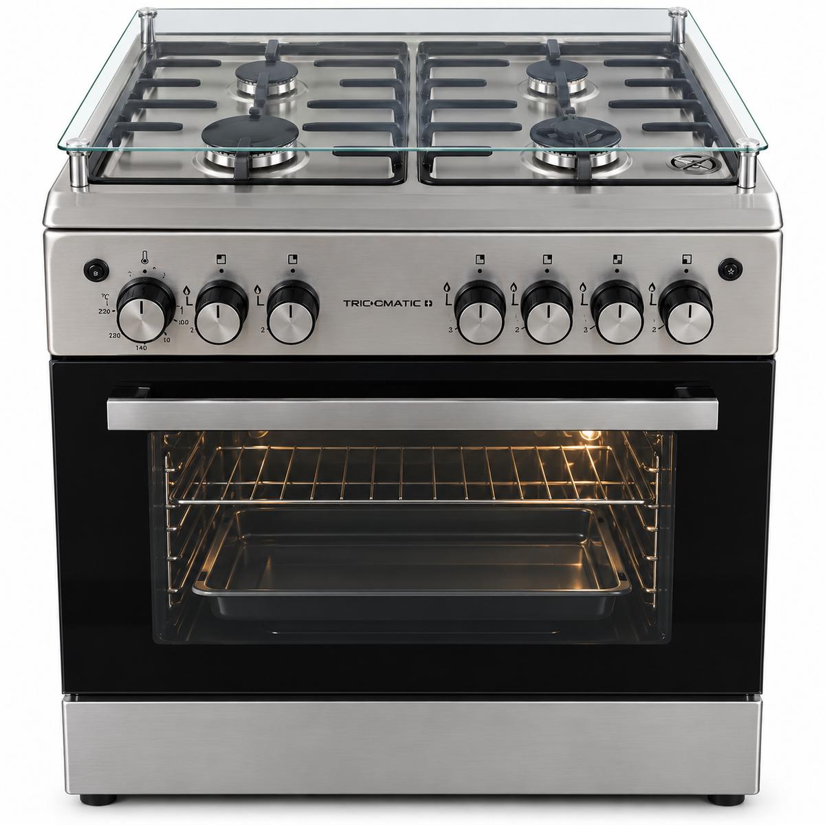 Technomatic I-6020 Freestanding Gas Cooker /4 Burners /Gas Oven /Stainless Steel