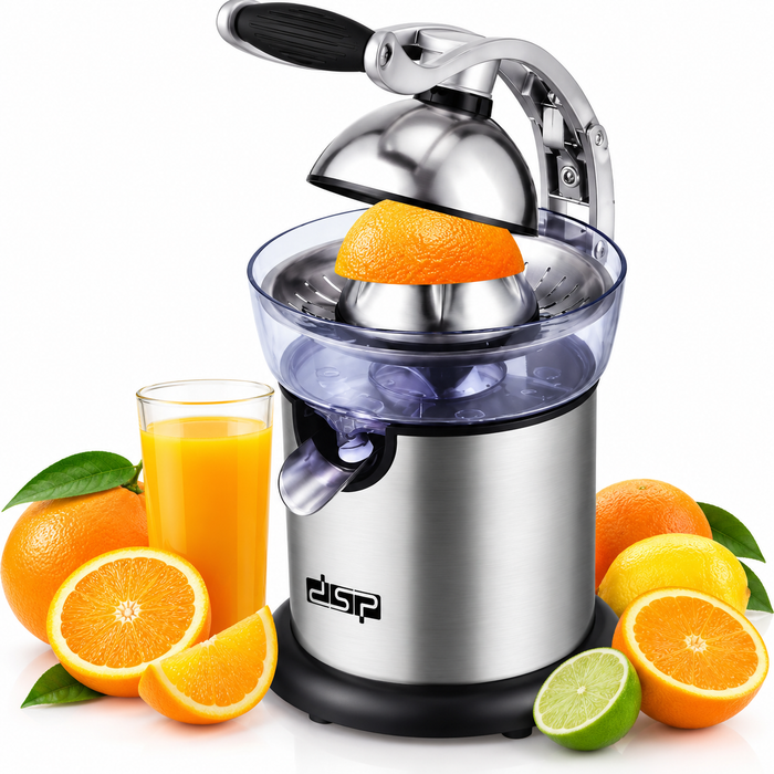 DSP KJ1043 Electric Citrus Juicer / 130W, Stainless Steel, Silver & Black