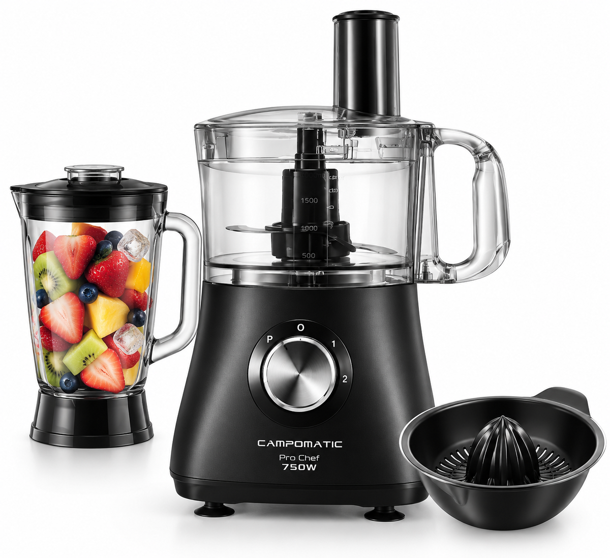 Campomatic Pro Chef FP750BB Food Processor / 750W, 2L, 3-in-1, Black