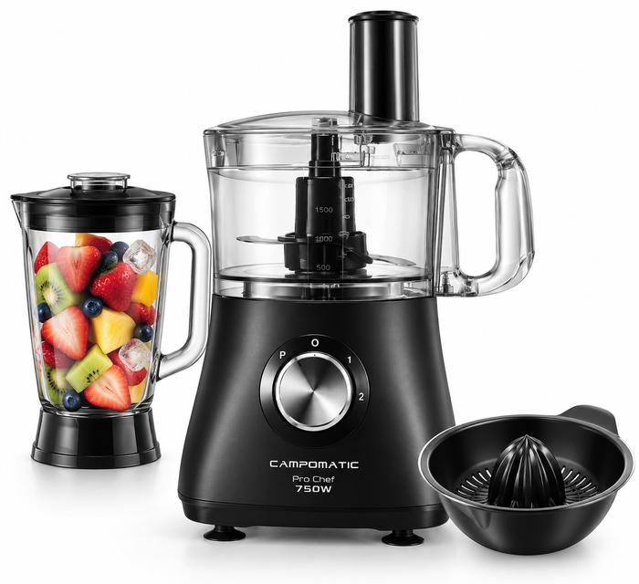 Campomatic Pro Chef FP750BB Food Processor / 750W, 2L, 3-in-1, Black