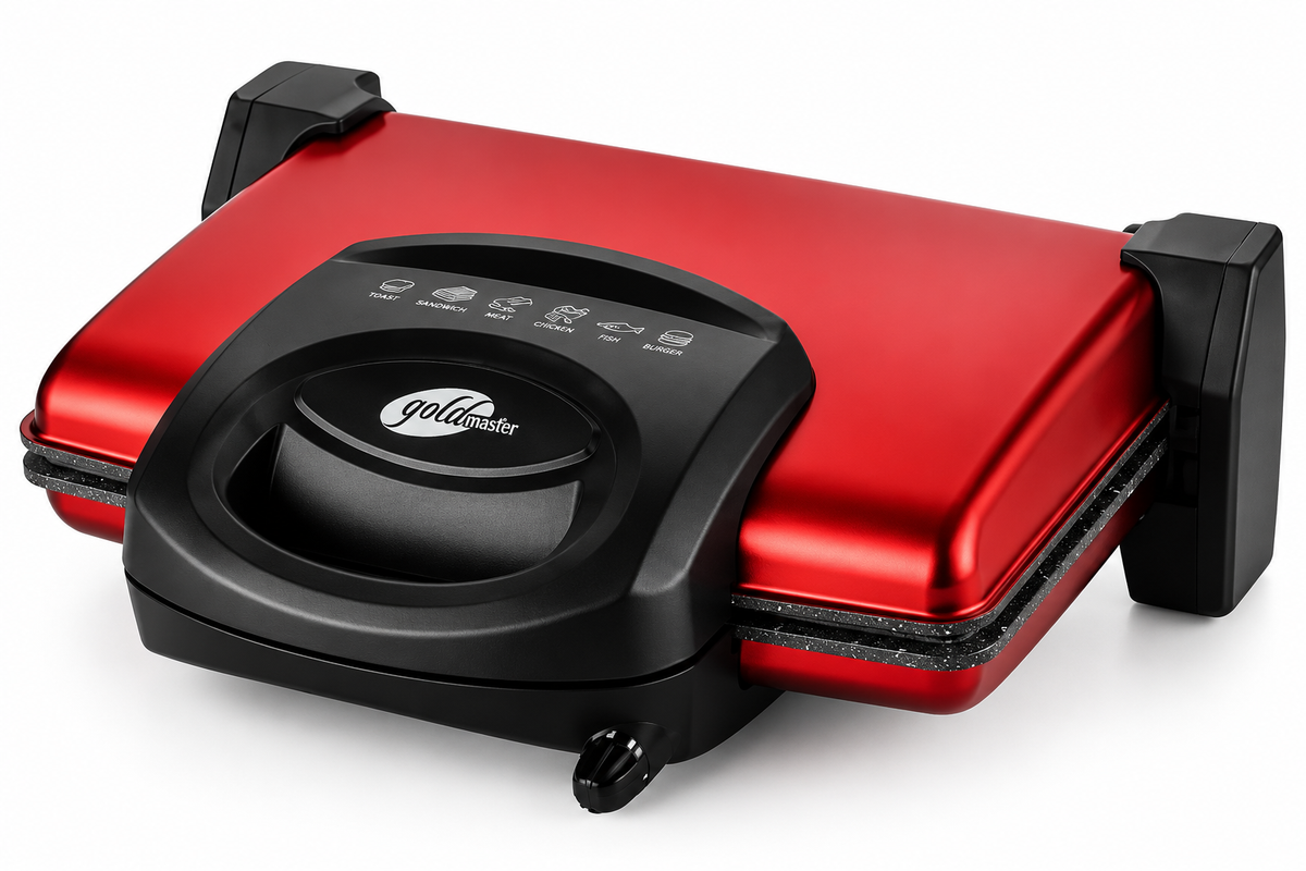 Goldmaster Gurmex GM-7440PK Sandwich Maker /1750W, Removable Granite Plates, Red & Black