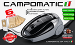 Campomatic Bagged Canister Vacuum Cleaner /2400W /5L /Black and Red/RC2400B