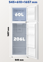 Kumtel HTMF-270 Double Door Refrigerator / No Frost /White.