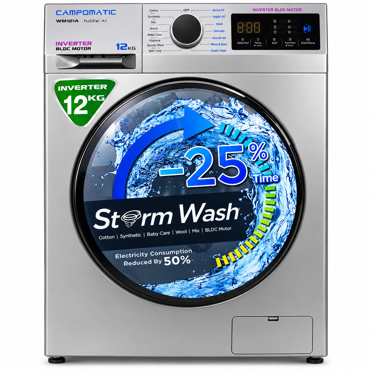 Campomatic Turbologic XXL Washer / WM12IA/ 12 KG / Silver