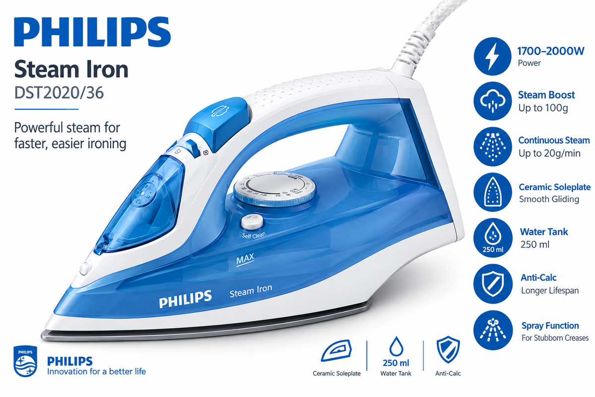 Philips DST2020/36 Steam Iron / 2000W / 250ml Water Tank / 2000 Series